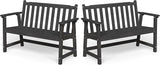 Ciokea 48" Outdoor Bench Set of 2, HDPE Weatherproof Garden Bench, 2-Person Memorial Benches with 550 Lbs - Photo 1