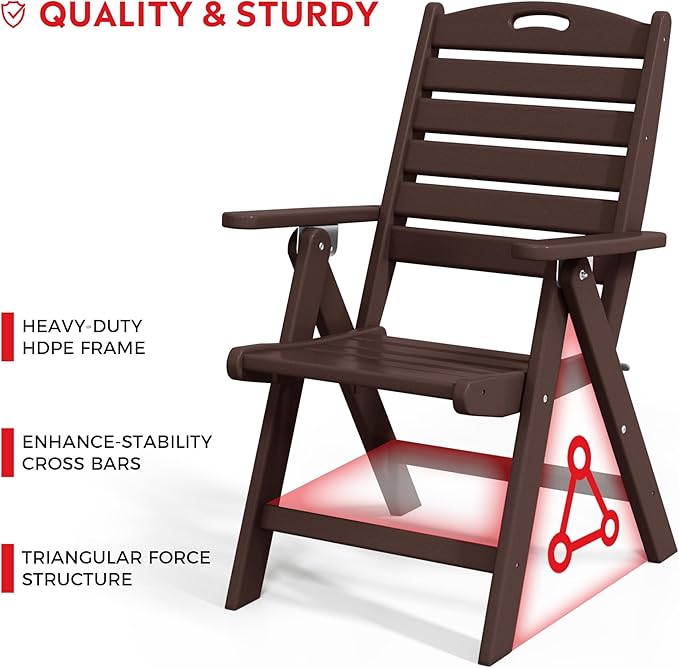 Costaelm Outdoor Adjustable Highback Folding Patio Dining Chair - Photo 4