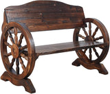 Outdoor Garden Bench, Wooden Wagon Wheel Bench Loveseat Chair Patio Furniture for Garden, Backyard, Porch, Park - Photo 1