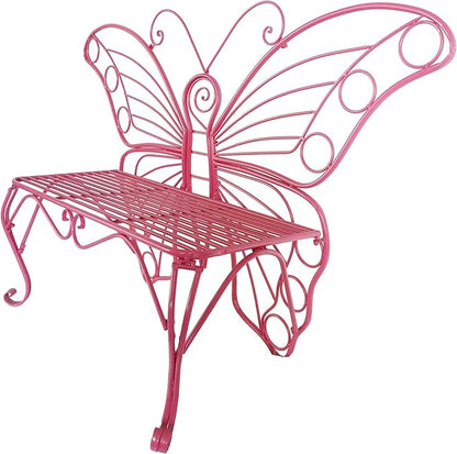 Hi-Line Gift Ltd. Pink Metal Butterfly Bench: Enchanting Outdoor Charm