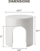 COSIEST White Outdoor Side Table, 15.7" Modern Concrete End Table with Arched Open for Patio - Photo 3