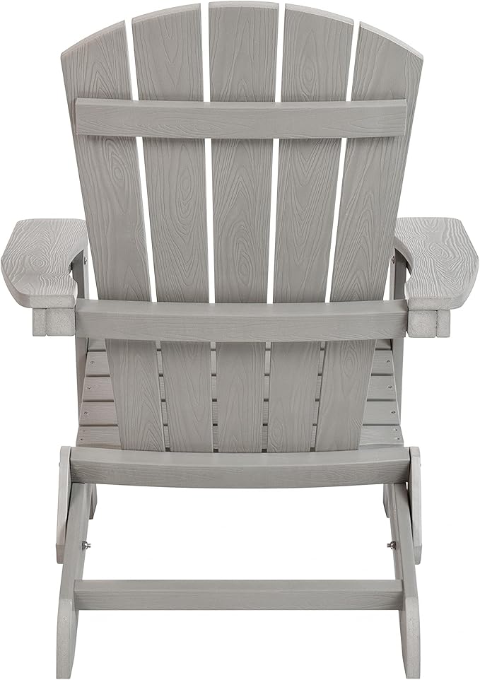 Flash Furniture Charlestown Folding Adirondack Chair - Gray - Poly Resin - Indoor/Outdoor - Weather Resistant - Set of 4