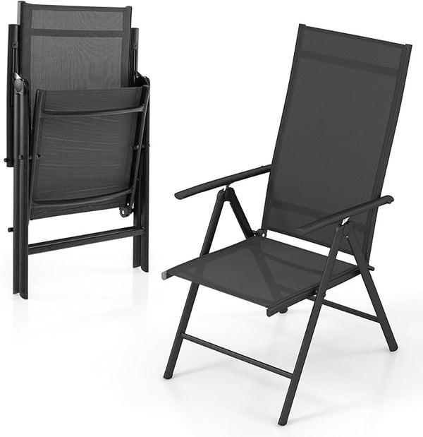 Giantex Folding Patio Chairs, High Back Outdoor Chairs with 7-Level Adjustable High Backrest - Photo 1