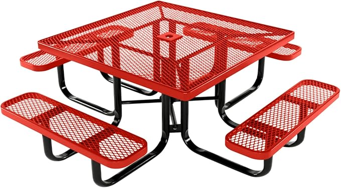COATEDOUTDOORFURNITURE Heavy-Duty Portable Outdoor Kids Table with Umbrella Hole, Expanded Metal Kids Picnic Table - Photo 1