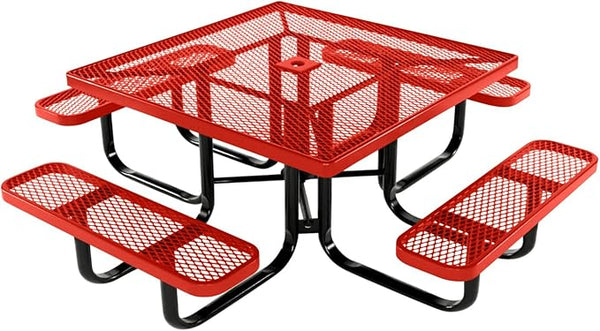 COATEDOUTDOORFURNITURE Heavy-Duty Portable Outdoor Kids Table with Umbrella Hole, Expanded Metal Kids Picnic Table - Photo 1