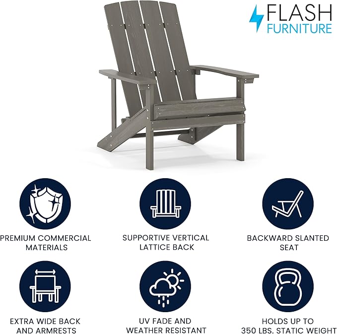 Flash Furniture Charlestown Indoor/Outdoor Faux Wood Adirondack Chair - Photo 4