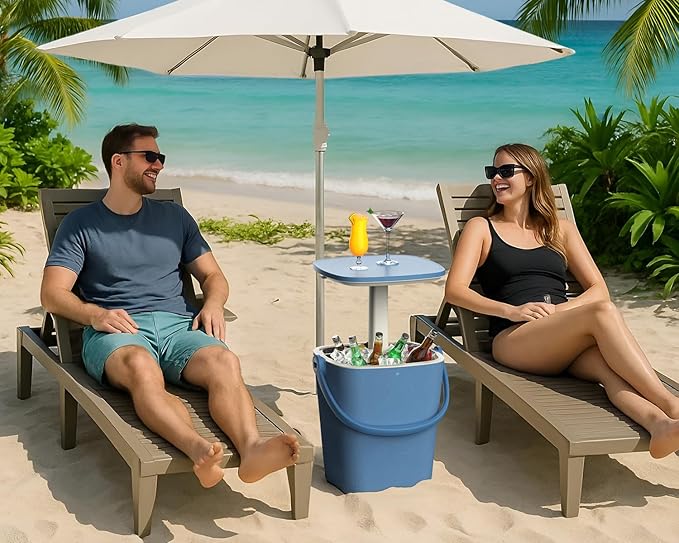 Patio Lounge Chair & Outdoor Cocktail Table Set - Resin All-Weather Relaxation Combo for Poolside, Garden, or Backyard