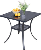 27.6" Square Outdoor Patio Table, All-Weather Metal Patio Table with Storage Shelf - Photo 7