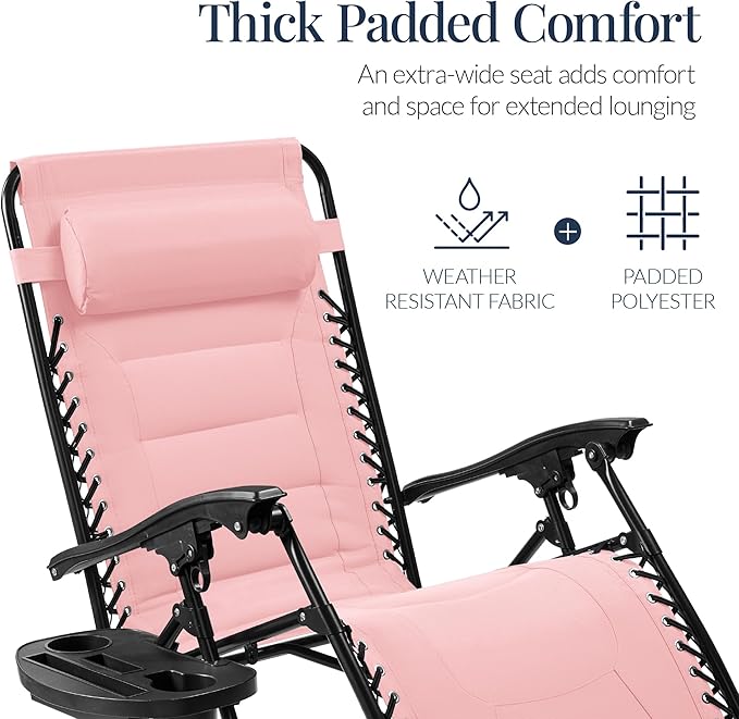 Best Choice Products Oversized Padded Zero Gravity Chair, Folding Outdoor Patio Recliner - Photo 4