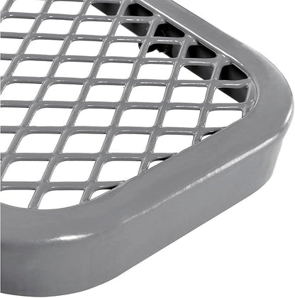 Global Industrial 8'L Heavy Duty Expanded Metal Mesh Flat Bench with Steel Frame, Portable Outdoor Bench, 1000 lbs Capacity, Gray, 96" L x 14-1/2"W x 18" H