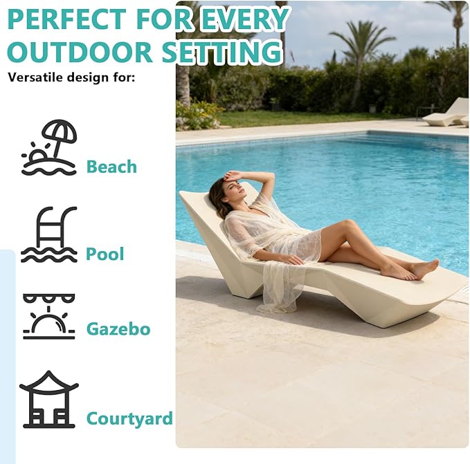 Ergonomic Pool Lounger, Water Chaise with Weight Box, in-Pool Lounge Chair for Shallow Water, Easy Assembly, Waterproof & UV Resistant (Beige)