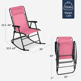 Best Choice Products Outdoor Folding Rocking Chair, Zero Gravity Lounge Chair, Patio Rocker w/Headrest Pillow - Pink - Photo 3