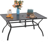 Sophia & William Outdoor Patio Table for 6 People, Rectangular Metal Patio Outdoor Dining Table - Photo 1