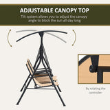 Outsunny 2-Seat Patio Swing Chair, Outdoor Canopy Swing Glider with Pivot Storage Table, Cup Holder, Adjustable Shade - Photo 3