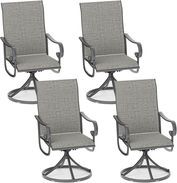 Patio Swivel Chairs Set of 4, Outdoor Dining Chairs with High Back - Photo 1