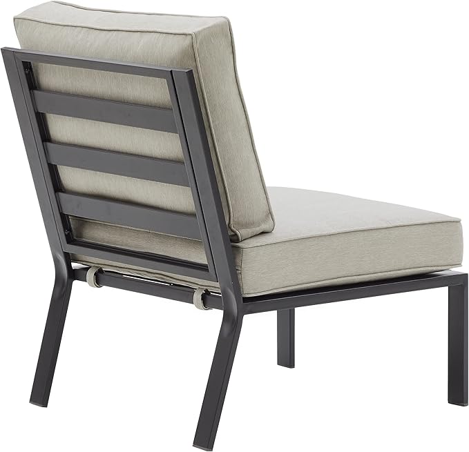 Crosley Furniture Clark Armless Outdoor Sectional Chair, Patio Chairs for Porch, Deck, Backyard, Balcony, Matte Black with Taupe Cushions