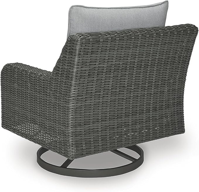 Signature Design by Ashley Elite Park Casual Outdoor Weather Resistant Rust-Proof Swivel Lounge with Removable Cushion, Gray