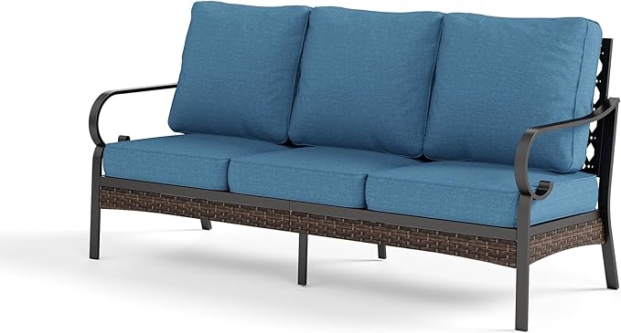 Metal Patio Sofa with 5.75" Extra Thick Cushion - Photo 8