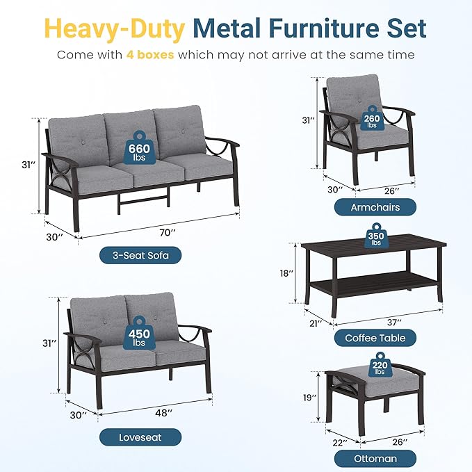 RoyalCraft Outdoor Patio Furniture Set, 9 Seats Outdoor Patio Set with 4" Thick Cushion - Photo 2