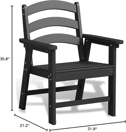 Patio Dining Chair Set, HDPE Outdoor Chairs with 385 lbs Weight Capacity, All Weather Fire Pit Chair for Porch, Pool, Deck, Backyard, Garden - Grey