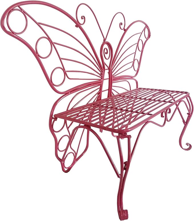 Hi-Line Gift Ltd. Pink Metal Butterfly Bench: Enchanting Outdoor Charm