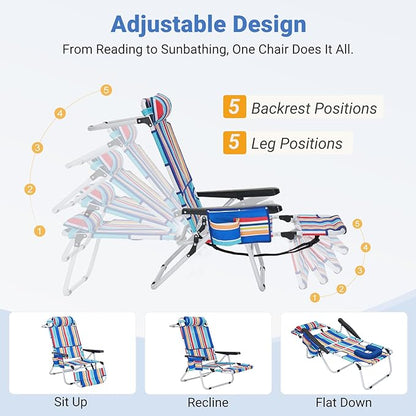 DoCred Heavy Duty Tanning Chair with Face Hole, Adjustable 5-Position Folding Chaise Lounge Chairs for Outside, Portable Lay Flat Beach Lounge Chair for Outdoor Sunbathing Beach Pool Lawn Camping