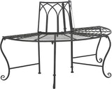 SAFAVIEH Outdoor Collection Abia Victorian Antique Black Semicircle Tree Bench - Photo 4