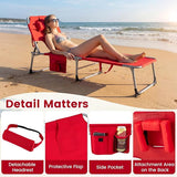 Giantex Face Down Tanning Chair, Folding Beach Lounge Chair w/ 4-Position Adjustable Backrest - Photo 7