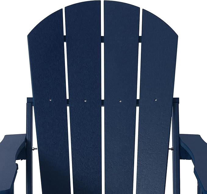 WestinTrends Malibu Folding Adjustable Adirondack Chair with Retractable Ottoman and Cup Holder, Navy Blue