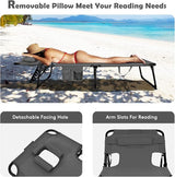 Goplus Tanning Chair, Folding Beach Lounge Chair with Face &Arm Hole, 5-Position Adjustable, Removable Pillow - Photo 4
