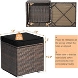 RELAX4LIFE Wicker Outdoor Storage Ottoman, 2-Piece Rattan Footstool w/Removable Cushion - Photo 3