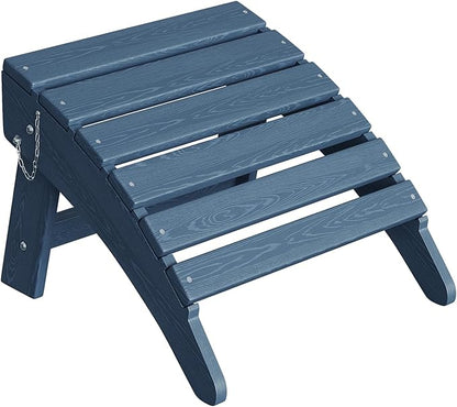 Garvee Folding Adirondack Ottoman, HDPE Outdoor Footrest for Adirondack Chair, All-Weather Resistant for Deck Backyard Patio Outside Poolside Porch Lawn - Navy Blue