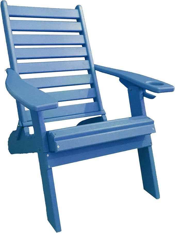 Furniture Barn USA Farmhouse Collection Poly Ladderback Folding Adirondack Chair, Blue