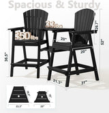 PASAMIC Tall Adirondack Chairs Set of 4, All-Weather HDPE Patio Chairs with Double Connecting Trays - Photo 2
