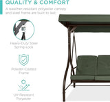 Best Choice Products 3-Seat Outdoor Large Converting Canopy Swing Glider, Patio Hammock Lounge Chair for Porch - Photo 3