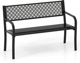 Tangkula 50 Inches Outdoor Garden Bench, Metal Patio Park Bench with Geometric Lattice Backrest - Photo 1