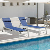 Domi Patio Chaise Lounge Set of 3, Outdoor Lounge Chair, Aluminum Textilene Padded 5 Position Pool Lounger - Photo 1
