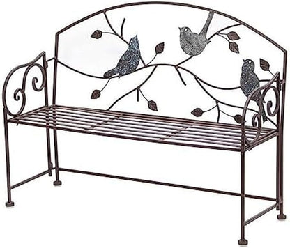 Outdoor Wrought Iron Patio Garden Bench, Vintage Decor Bird-Shaped Patio Balcony Metal Kids Bench Multipurpose Planter, Weatherproof Porch Chair, Lightweight