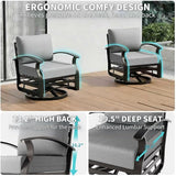 Gotland 4 Piece Patio Set, Metal Outdoor Swivel Chairs Set of 2 with 2 Ottoman 5.1’’ High-Resilience Seat Cushions - Photo 4