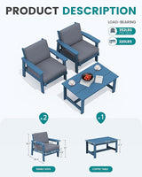 SERWALL HDPE Outdoor Couch, Blue Frame and Grey Cushion - Photo 2