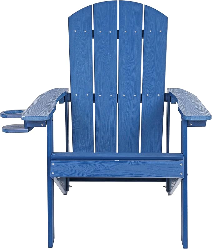 Outdoor Adirondack Chair, Weather-Resistant HIPS Patio Lounge Chair, 1Pcs Fixed Seating for Porch, Garden, Deck, Backyard