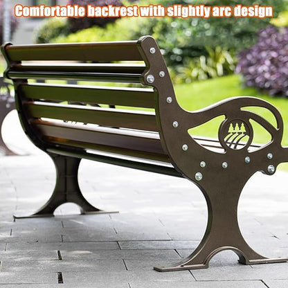 YVYKFZD Outdoor Garden Bench, Cast Aluminum Patio Park Bench, Loveseat Porch Benches with Backrest and Armrests, Weatherproof Leisure Chair Seat for 2-3 People, Easy Assembly(Antique Bronze,120cm/47.2