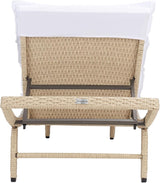 SAFAVIEH Outdoor Collection Colley Beige/White Cushion Wicker Chaise Lounge - Photo 4