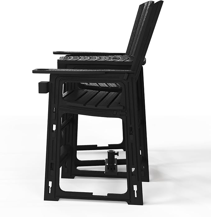 WestinTrends Azura Outdoor Tall Adirondack Chairs with Connecting Table Tray (Set of 2), Black