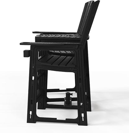 WestinTrends Azura Outdoor Tall Adirondack Chairs with Connecting Table Tray (Set of 2), Black
