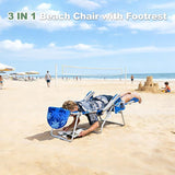 Romswi 3 in 1 Beach Chair with Face Hole, Reclining Sun Tanning Lounge Chair with Foot Rest - Photo 4