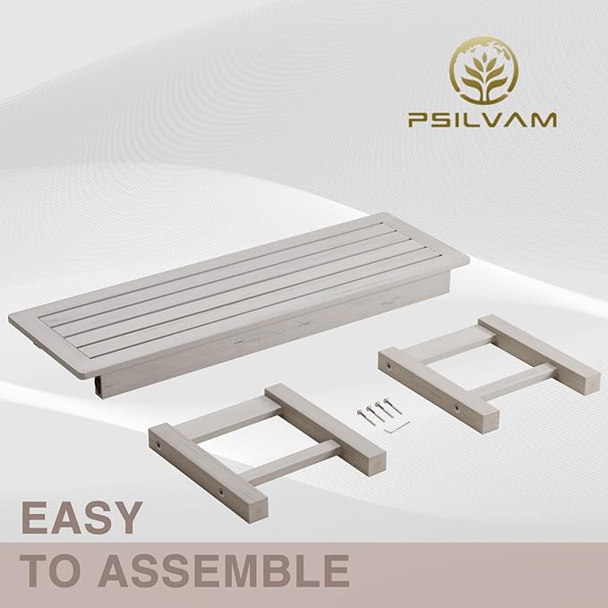 Psilvam 2-Person Outdoor Poly Lumber Patio Backless Bench, Fade-Resistant & Odor-Free Poly Lumber Patio Furniture - Photo 4