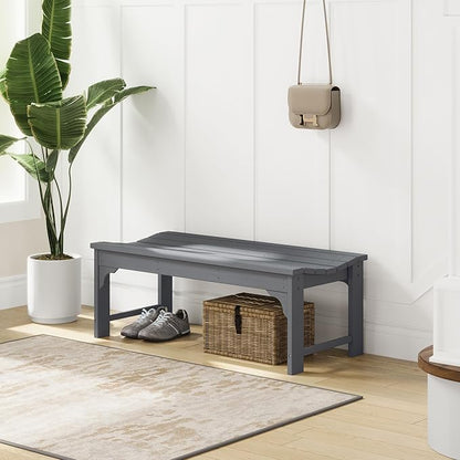Costaelm Outdoor Benches Weatherproof, All Weather Resistant Park Bench Poly Lumber Backless Garden Bench Seat for Entryway Front Porch, Gray