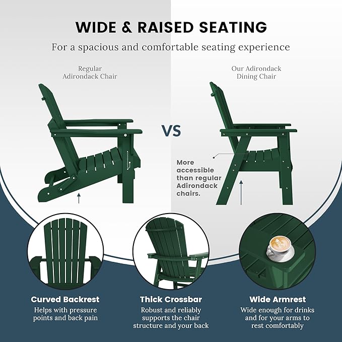 WO WESTIN OUTDOOR HDPE Altura Adirondack Dining Chair,Dark Green