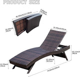 Outdoor Rattan Adjustable Back 2 Pieces Recliners, Patio Chaise Lounge Set of 2 Foldable Chairs - Photo 2